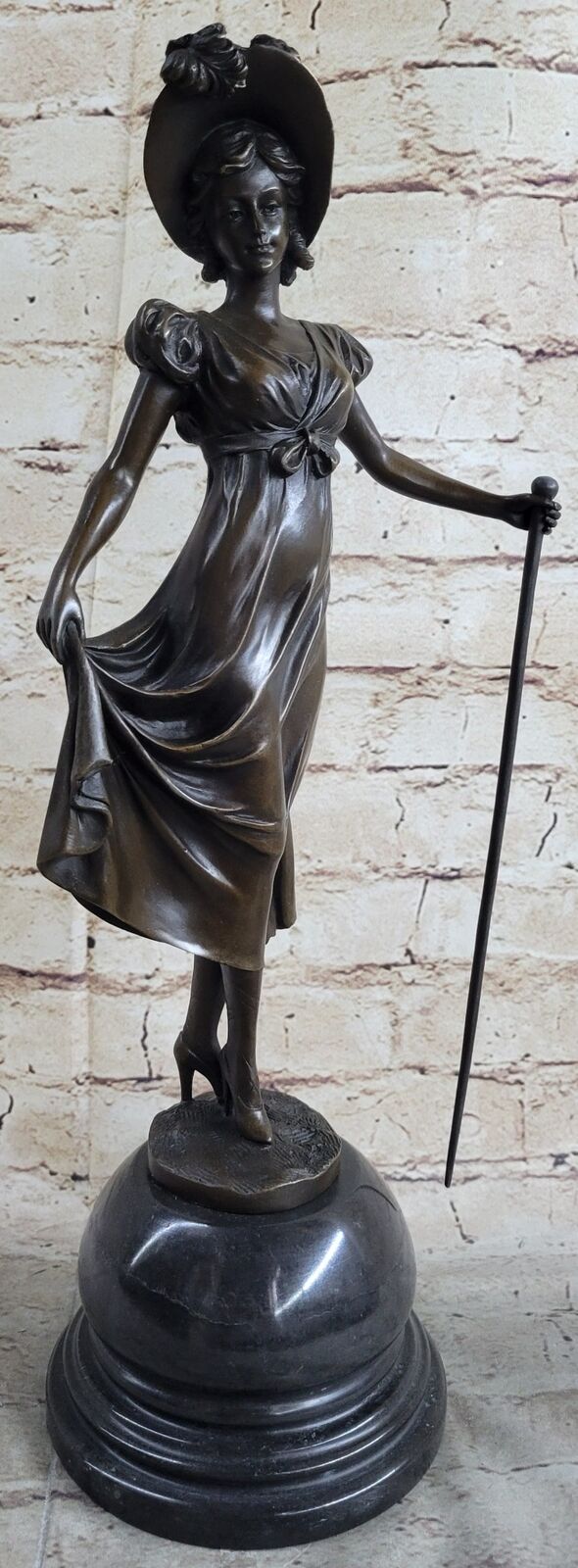 Rare Bronze Metal / Marble Statue Classic Victorian Woman Girl Sculpture Decor