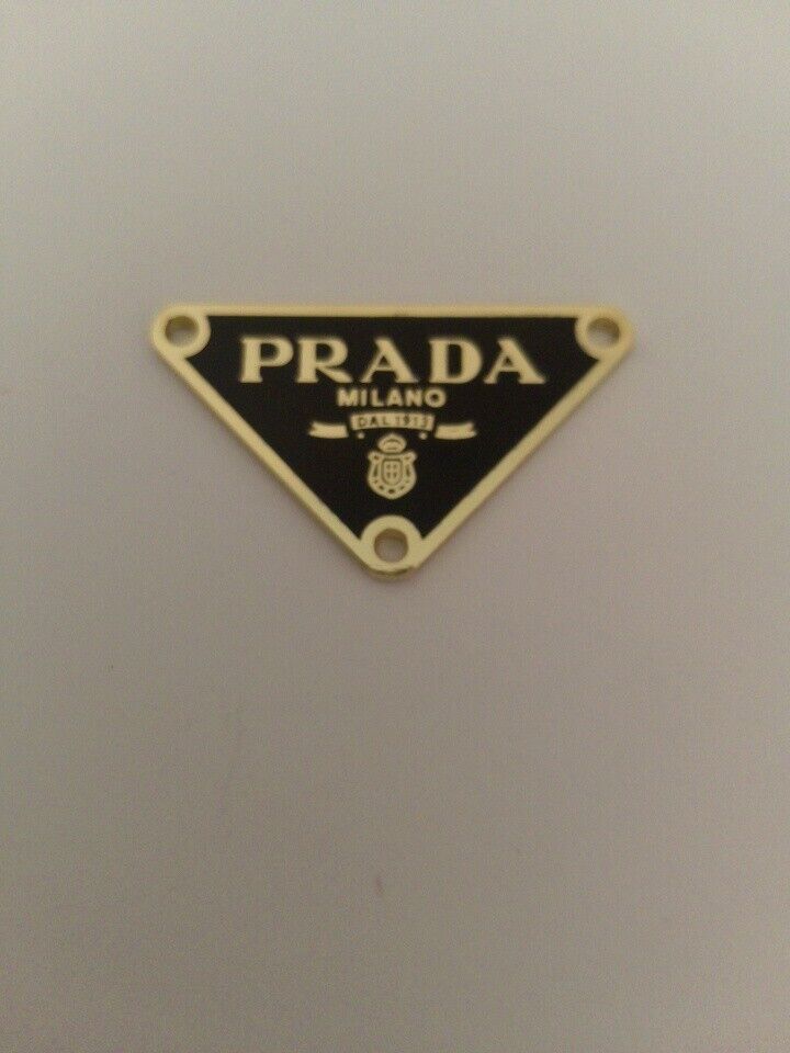 One Gold Prada Tag 38mm with trim Gold Button Pendant Zipperpull Charm