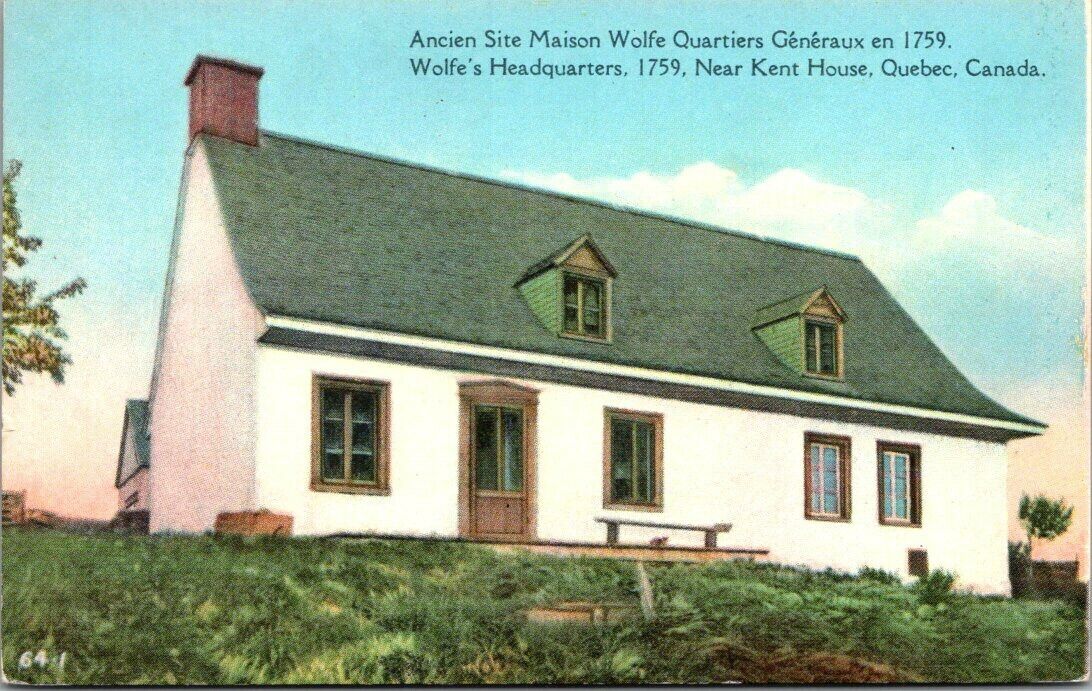 Postcard Wolfes Headquarter 1759 Near Kent House Quebec Canada Divided Back