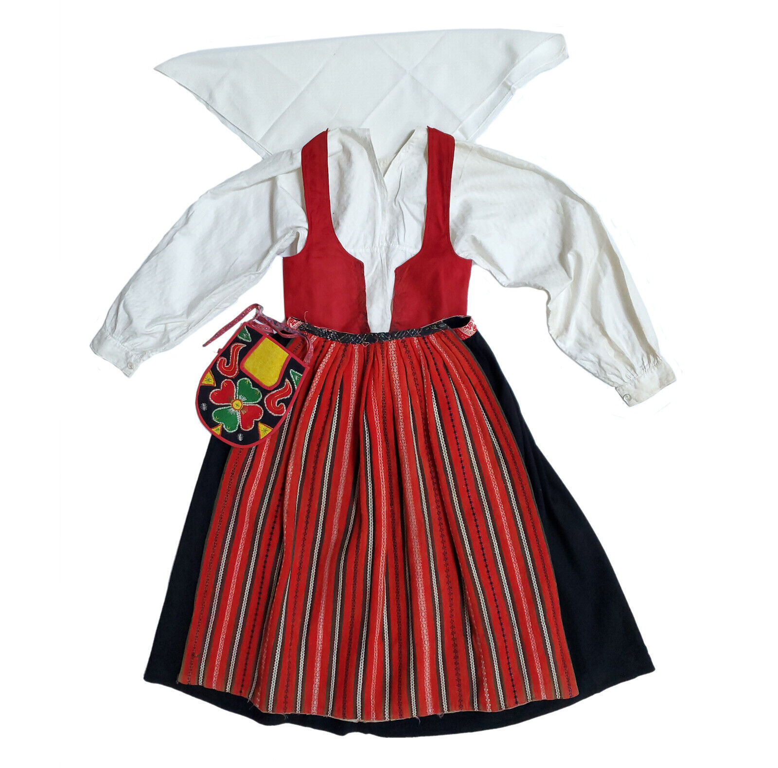 Swedish folk costume Leksand Dalarna girl\'s ethnic dress skirt apron vest blouse