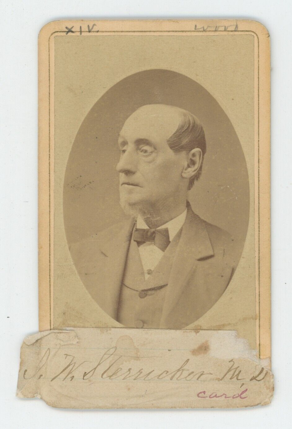 Antique ID'd CDV c1870s Man Named Dr. John W. Sterricker, Churchill Roseboom, NY