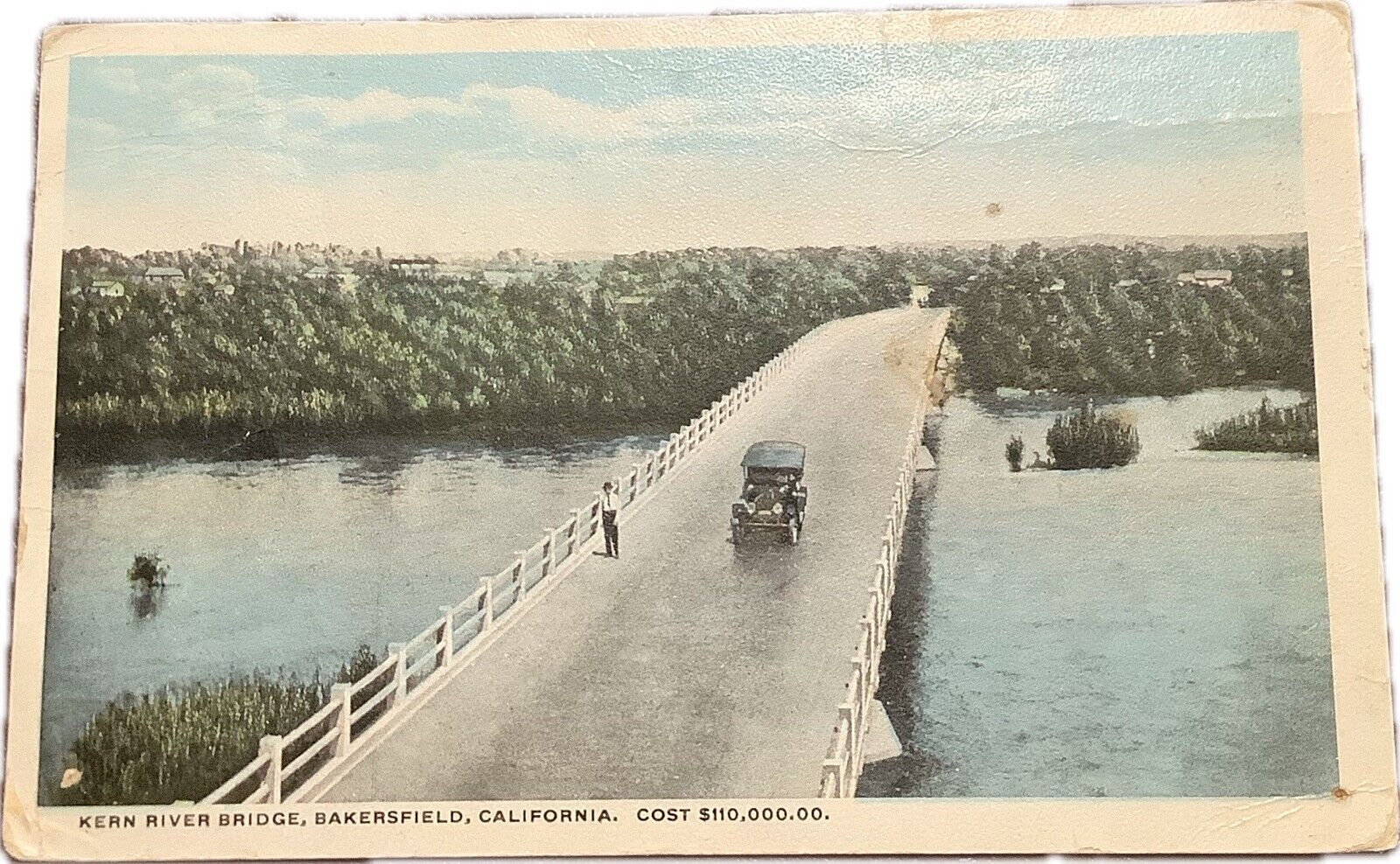 Bakersfield, California CA - View of Kern River Bridge - Vintage Postcards