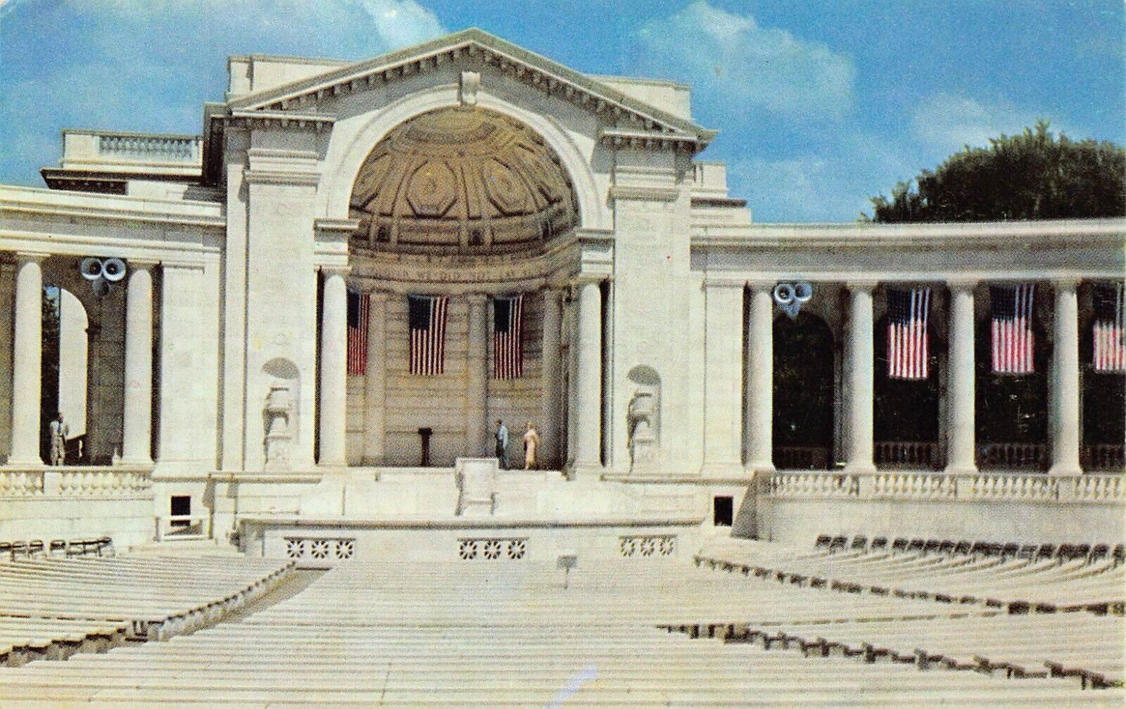 Arlington Memorial Day Amphitheatre Military Army Veterans Vtg Postcard A14
