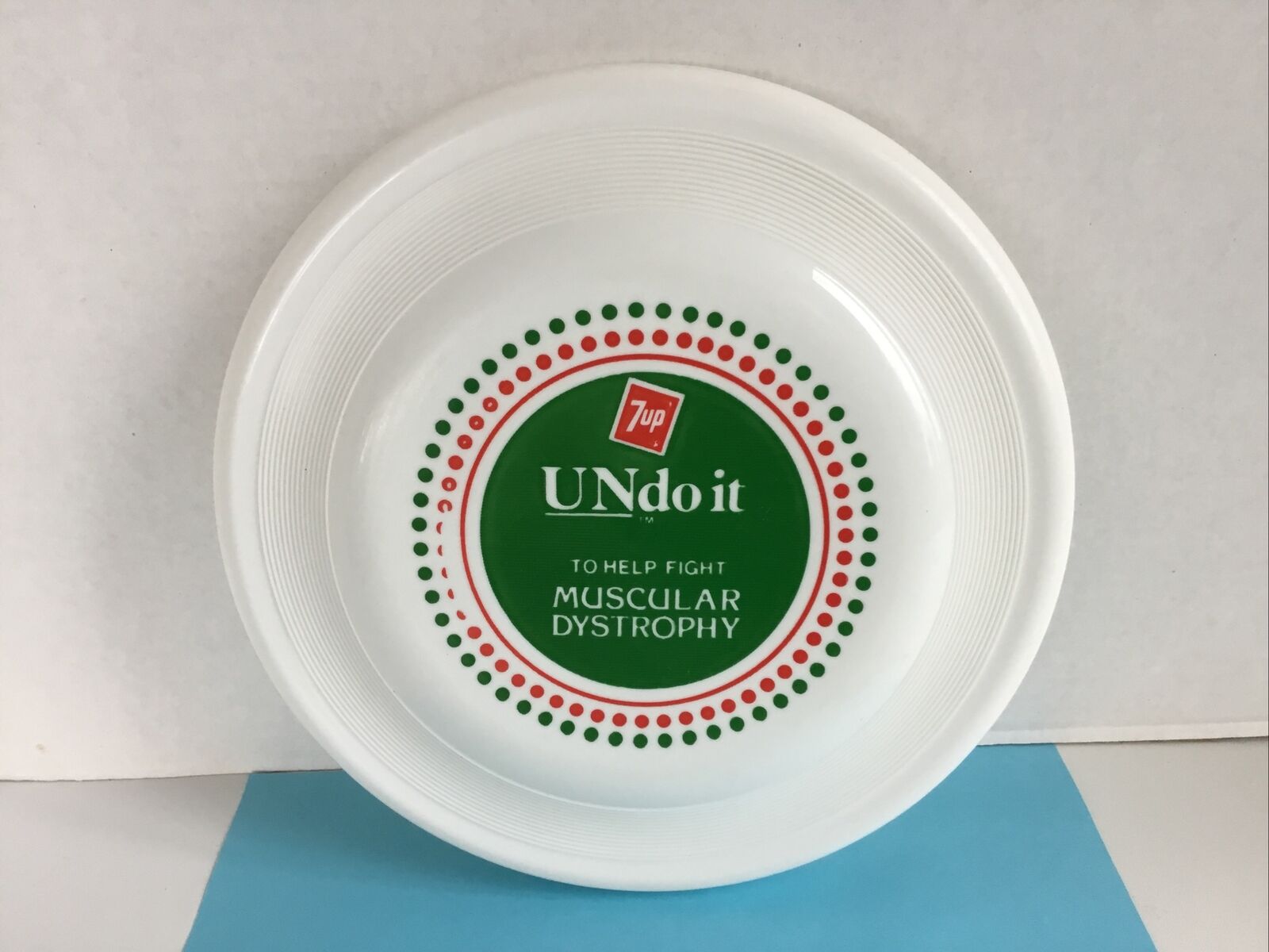Vtg Wham-O Frisbee 7up Undo it to Help Fight Muscular Distrophy Promo Ad 1975 