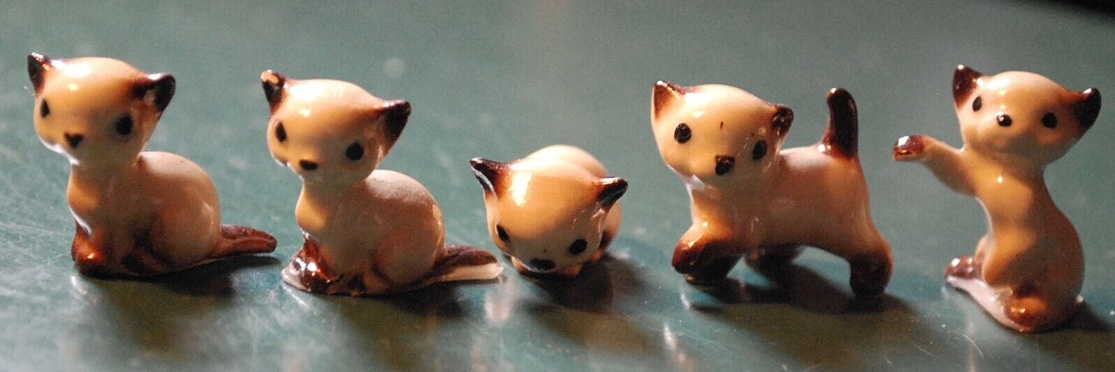 Vintage Set 5 HAGEN RENAKER Miniature SIAMESE KITTENS CATS Figurines Dollhouse