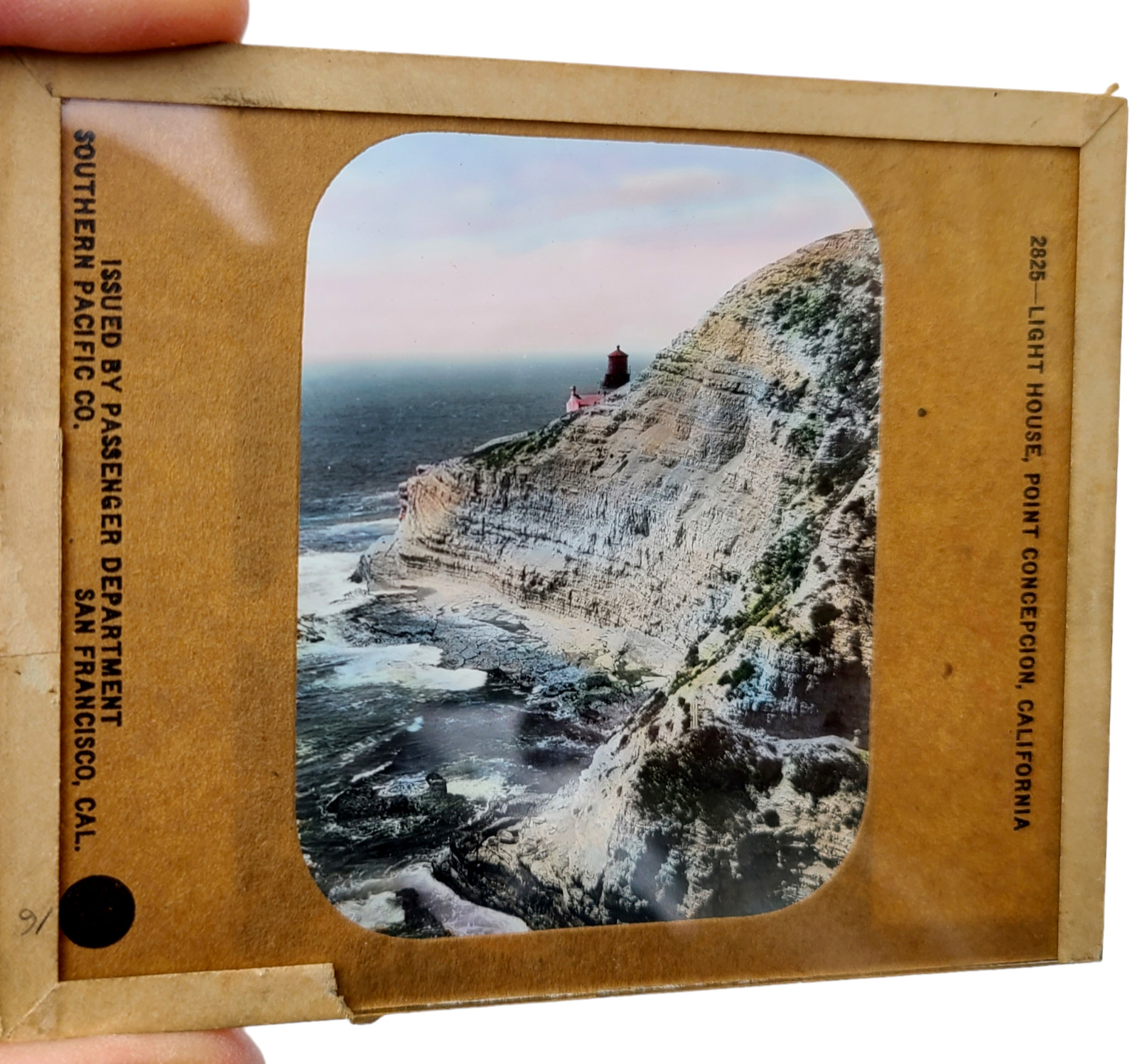 Rare Point Concepcion Lighthouse California Southern Pacific Glass Slide Photo