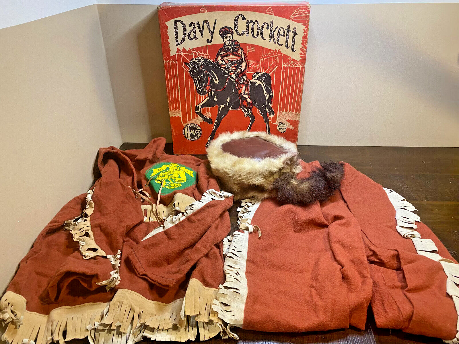 WOW RARE Vintage 1950's Halco Davy Crockett Outfit CIB Origanal Box #507 CSM