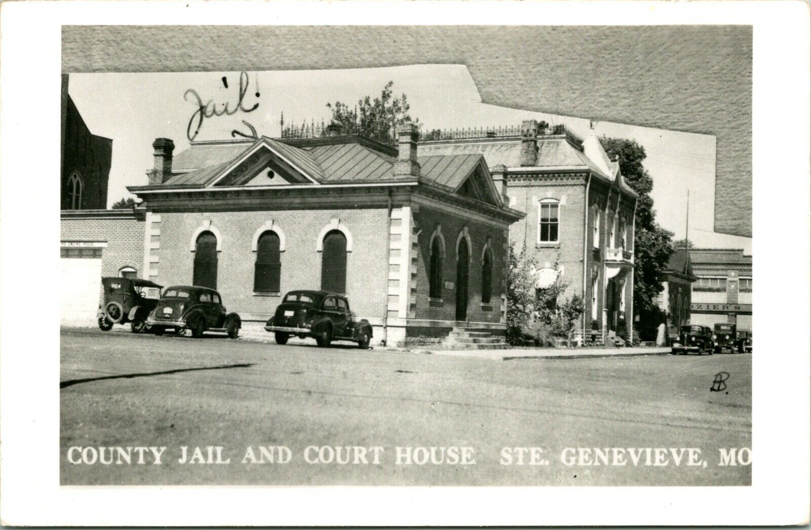 RPPC St. Genevieve Missouri MO St. Genevieve County Jail & CH  UNP Postcard