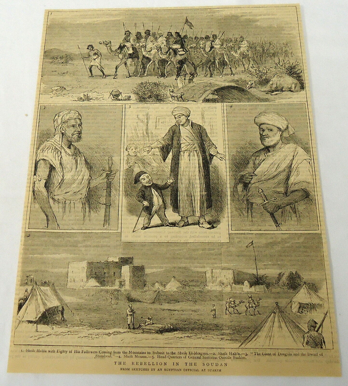 1884 magazine engraving ~ REBELLION IN THE SUDAN ~ Sheik Halifa & Moussa