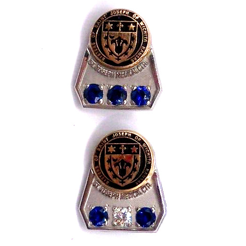 Sisters of St Joseph Medical Center 10K GF Service Pins, Diamond Sapphire (2)