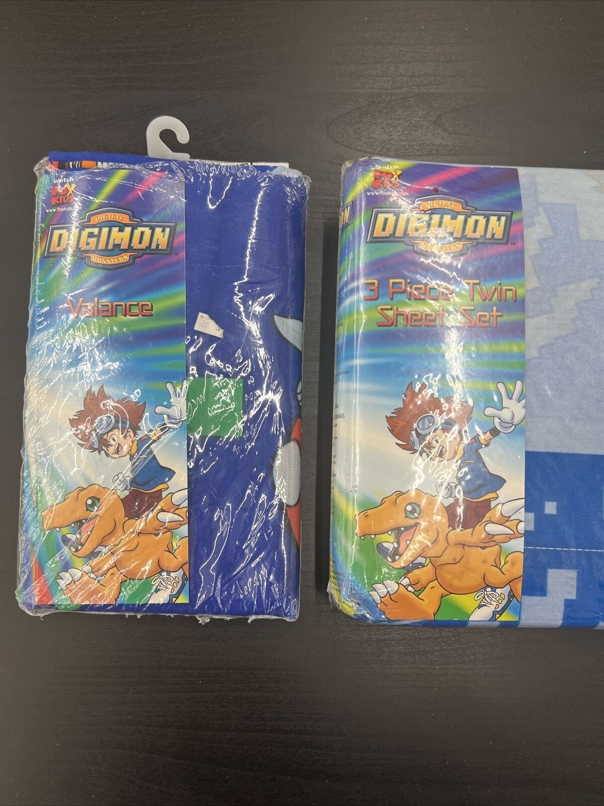 Vintage Digimon Digital Monster 3 Piece Twin Bed Sheet Set & Valence Anime NOS