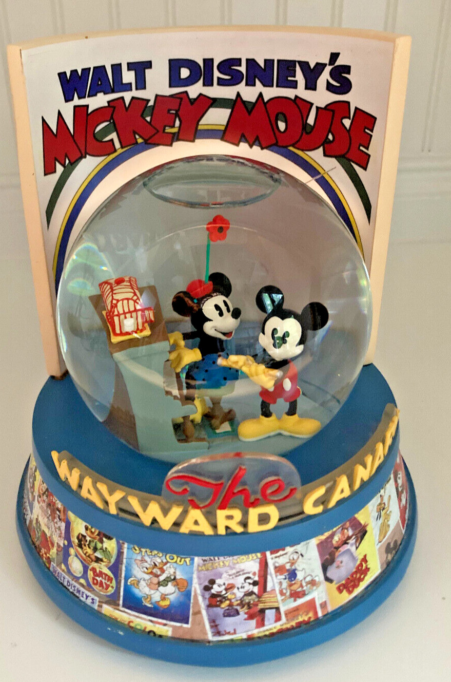 Walt Disney Store Mickey Mouse Wayward Canary Snow Globe Music Box NICE