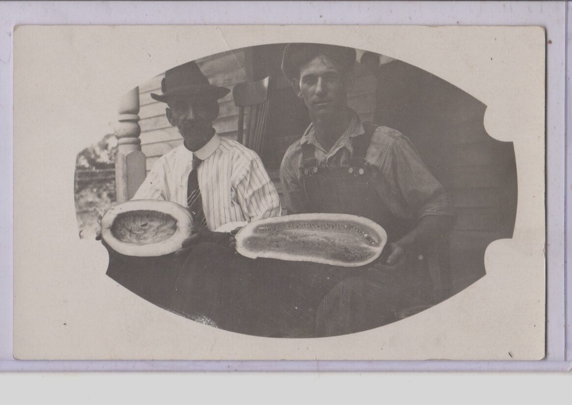 Real Photo Postcard RPPC - Two Men with Watermelon