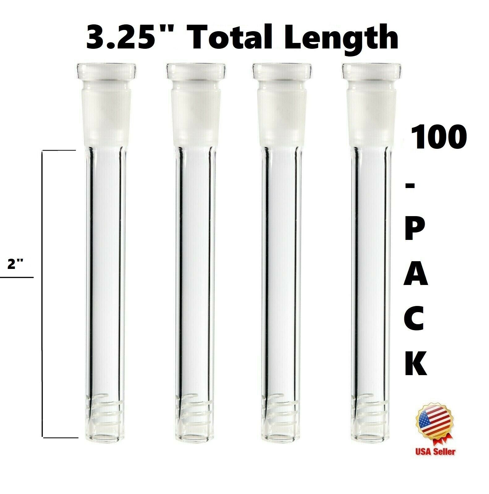 100-Pack 2 inch (Full Length: 3.25 Inch) Glass Downstems (18mm x14mm)