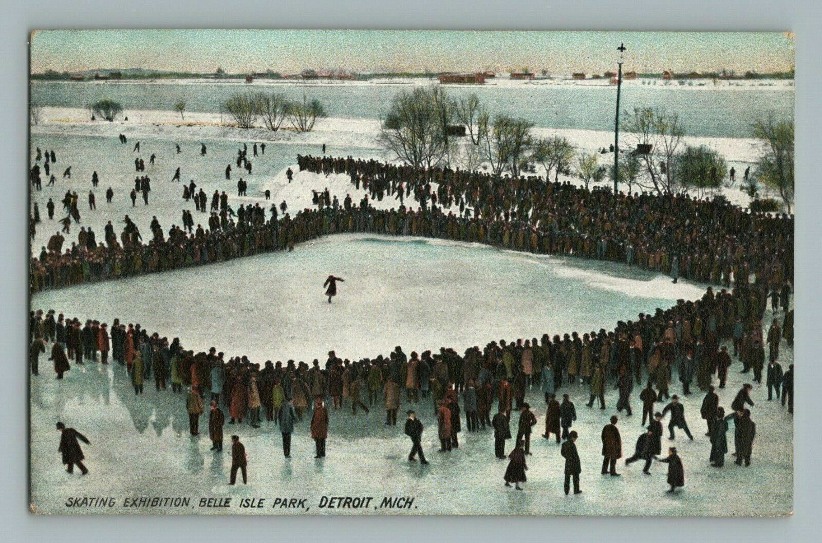 Skating Exhibition Belle Isle Park Detroit MI Michigan Postcard