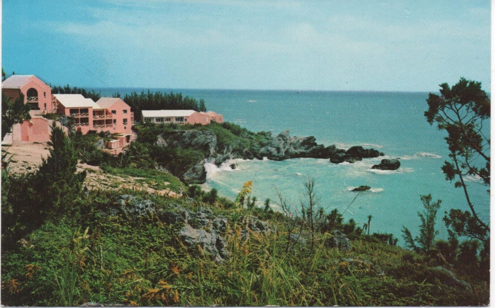 The Reefs in Southampton, Bermuda postcard 1976 used, Vintage Tall Ships Stamp