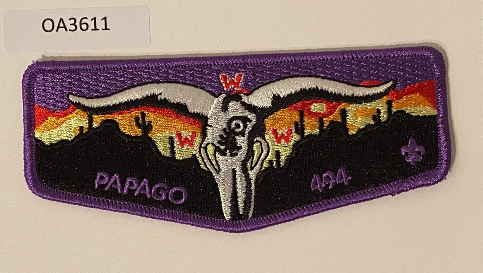 Boy Scout OA 494 Papago Lodge Dark Purple Border Flap