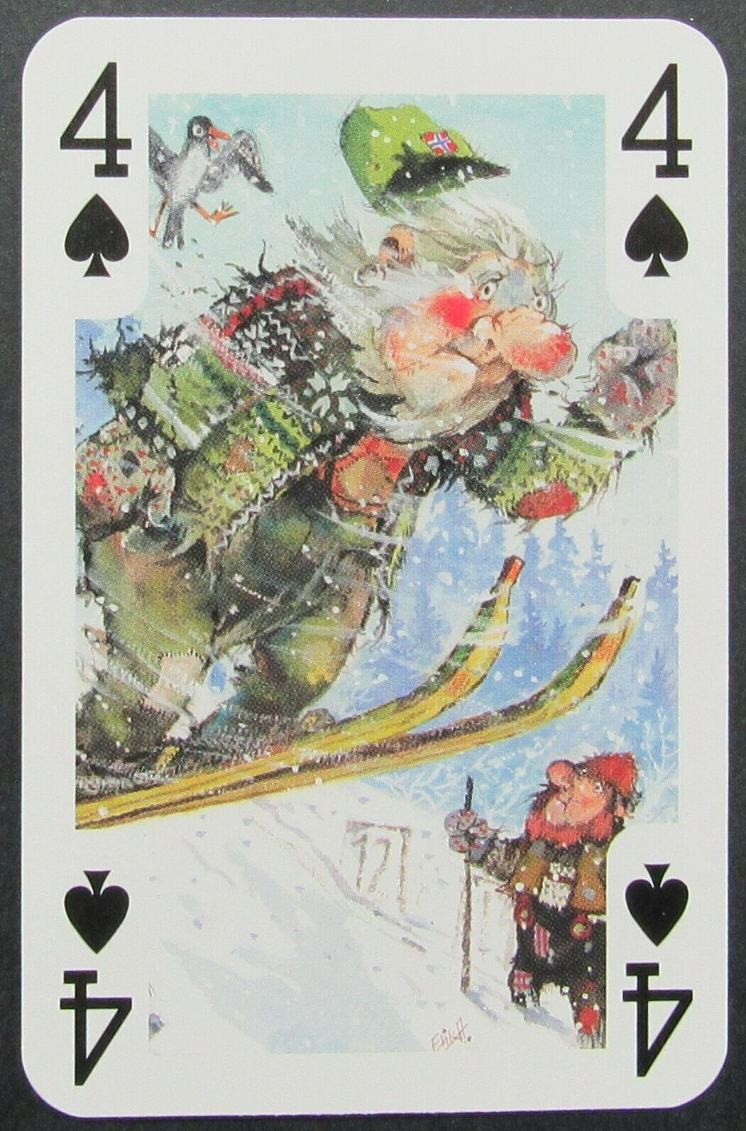 Norge Norway Troll Snow Skiing Single Swap Playing Card 4 Spades