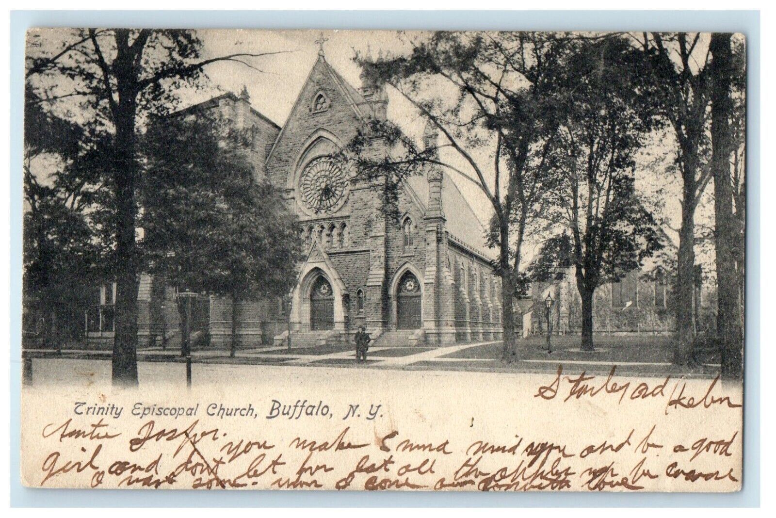 1909 Trinity Episcopal Church Street View Buffalo New York NY Antique Postcard