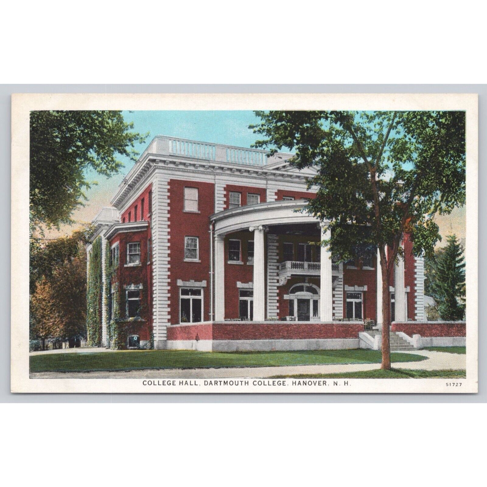 Postcard College Hall Dartmouth College Hanover N. H. White Border Vintage