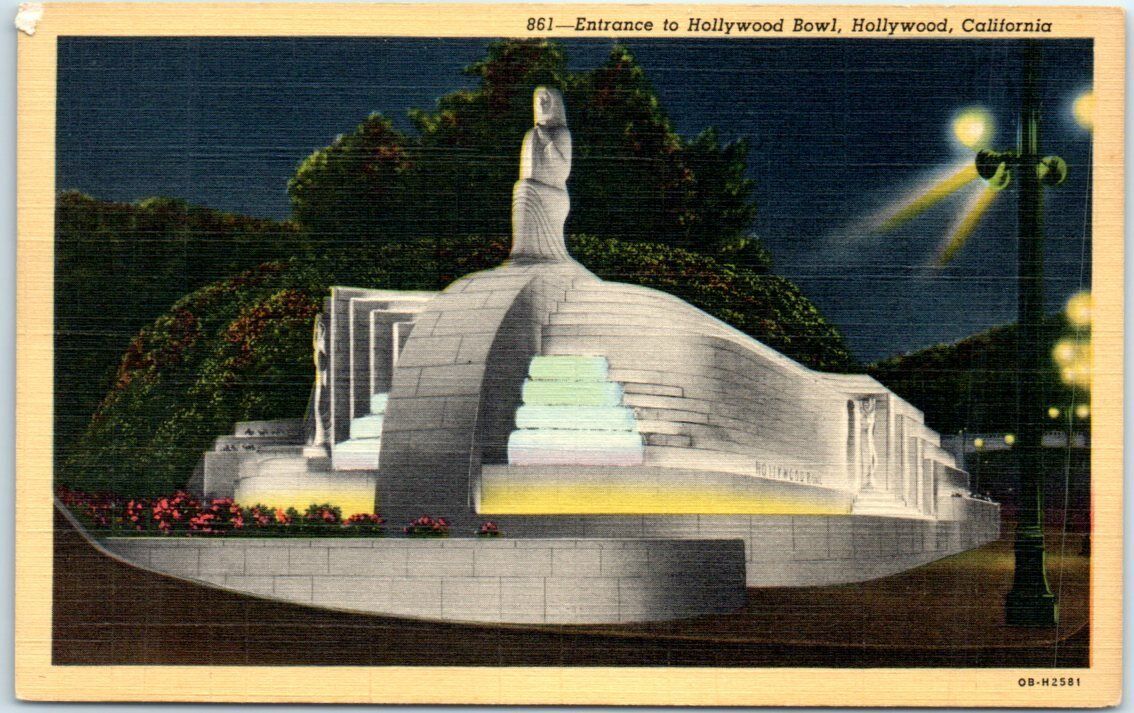 Postcard - Entrance to Hollywood Bowl, Hollywood, California