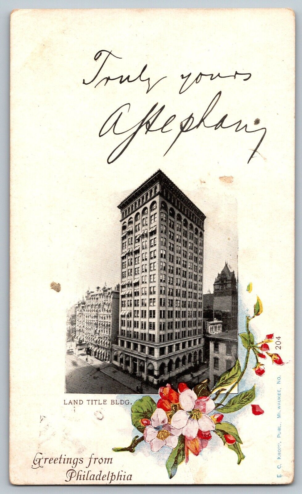 Philadelphia, Pennsylvania - Greetings Land Title Bldg - Vintage Postcard