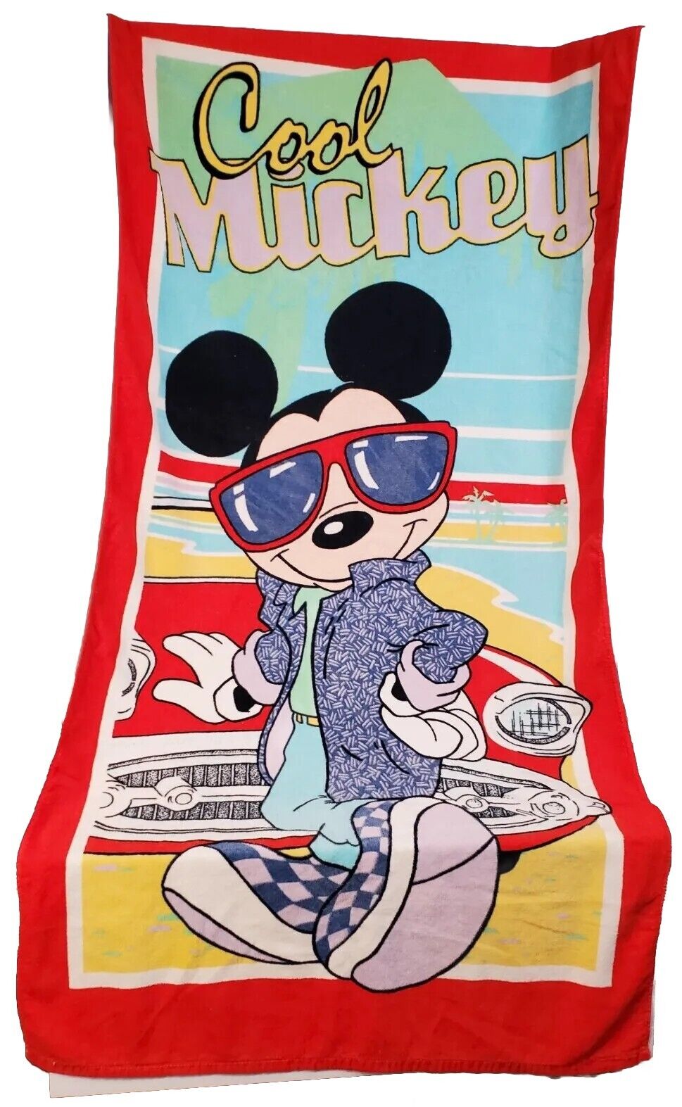 Franco Vintage Walt Disney Cool Mickey Mouse Summer Beach Towel Size 58”x 27”