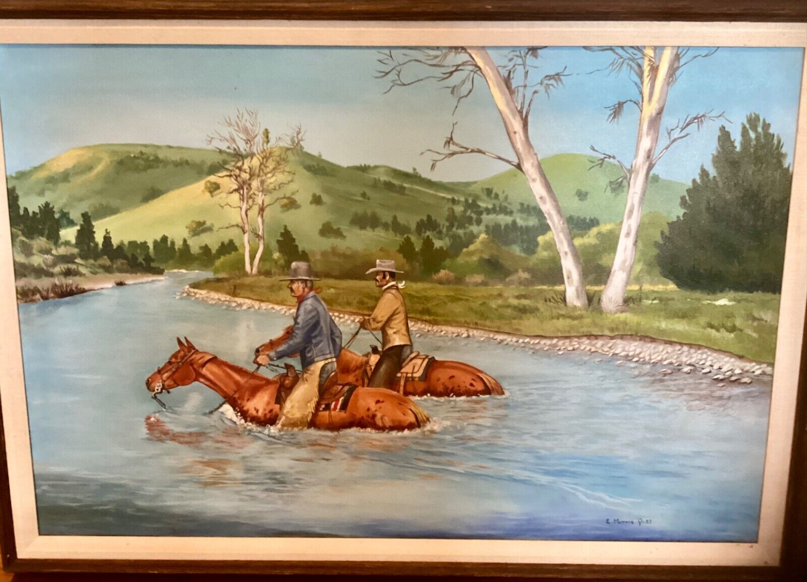 Large ERNEST MORRIS California El Vaquero Horses Western Landscape Painting 