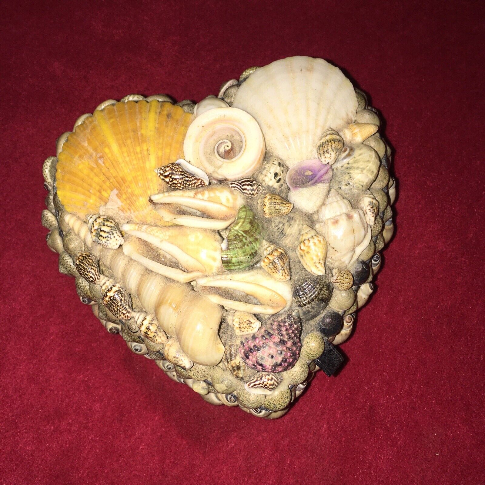 Vintage Seashell Sailors Heart Shape Trinket Jewelry Box Beach Nautical Shell