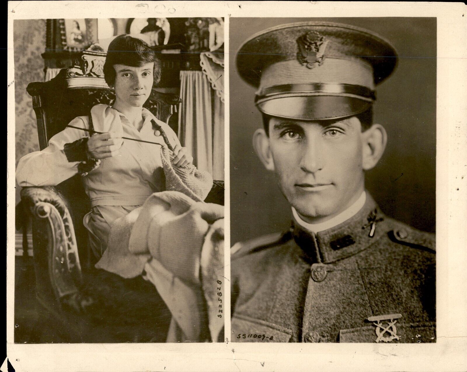 GA193 1917 Original Photo HONEYMOON AFTER WEDDING BY PHONE WWI ARMY LIEUTENANT