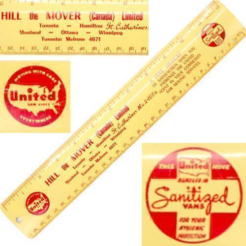 VINTAGE TORONTO CA HILL the MOVER UNITED VAN LINES ADVERTISING RULER MOVERS VANS