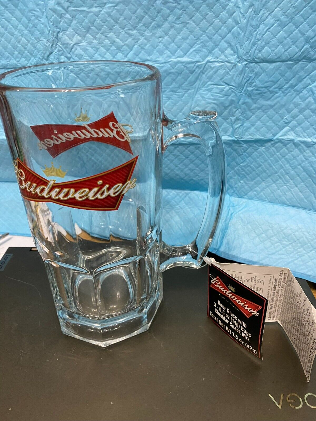 Anheuser Busch Super Large Budweiser Glass Tankard/Stein....................bp