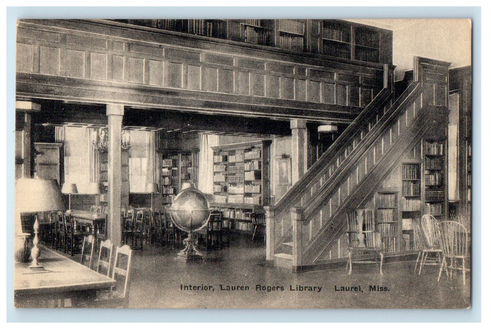 c1920s Ladder View, Lauren Rogers Library Laurel Mississippi MS Postcard