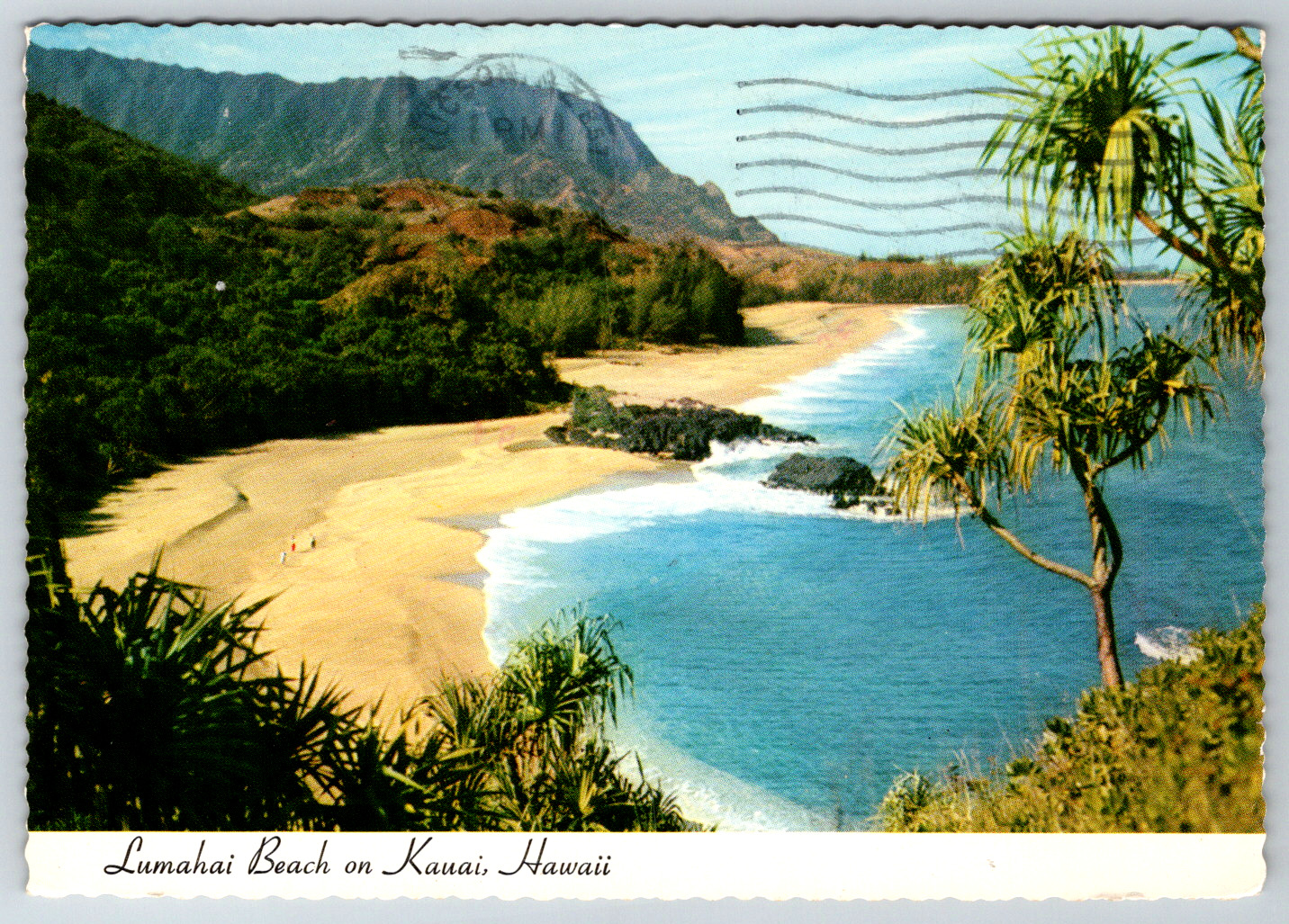c1960s Lumahai Beach Kauai Hawaii Vintage Postcard Continental
