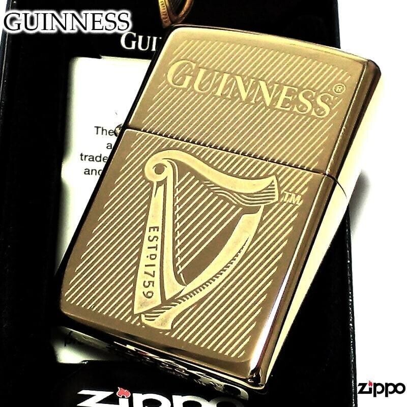Zippo Oil Lighter Guinness Beer Logo Gold Color  ESTP 1795 Regular Case