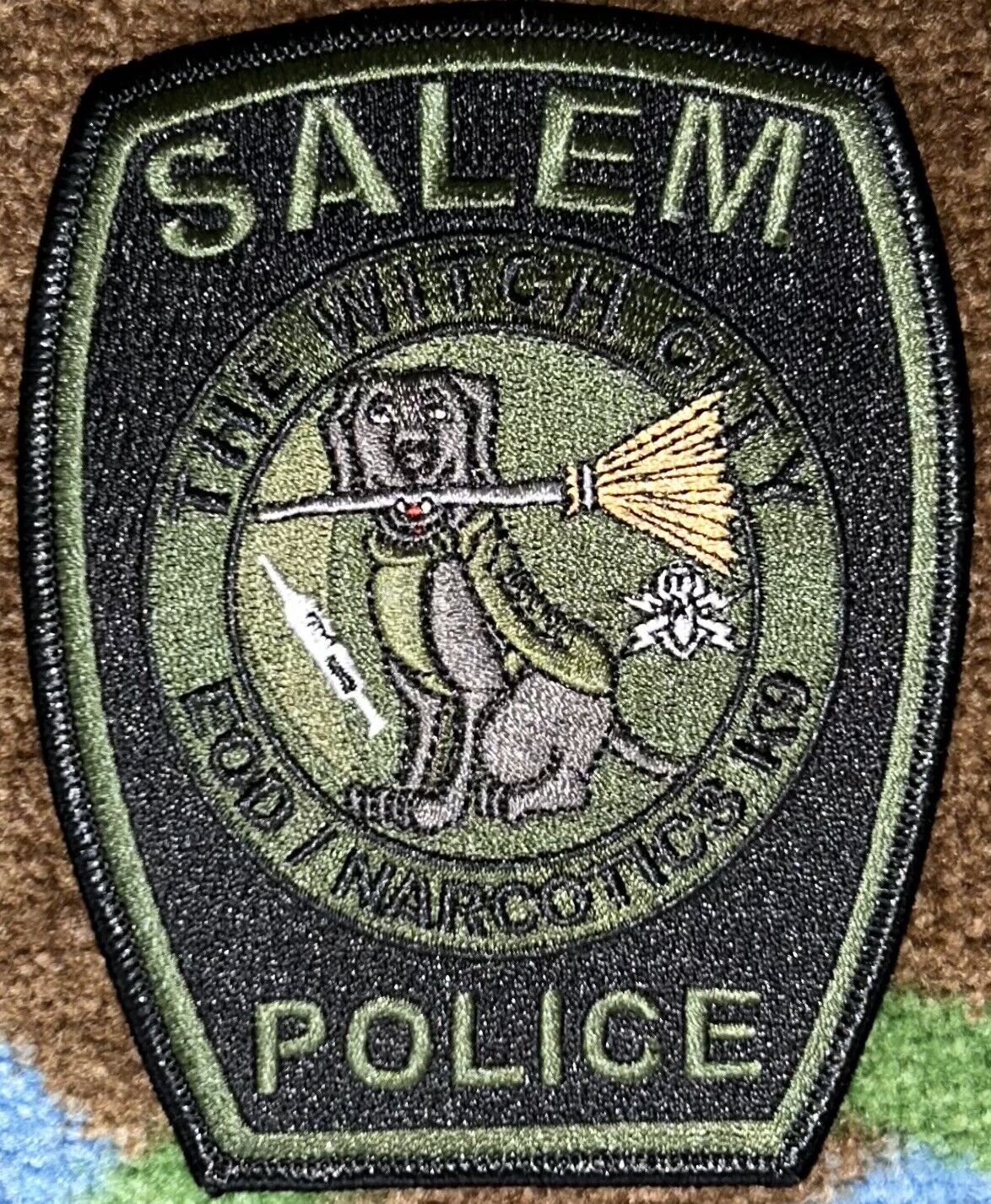 Official Salem Massachusetts Police Department Narcotics K-9 Unit Patch Witch