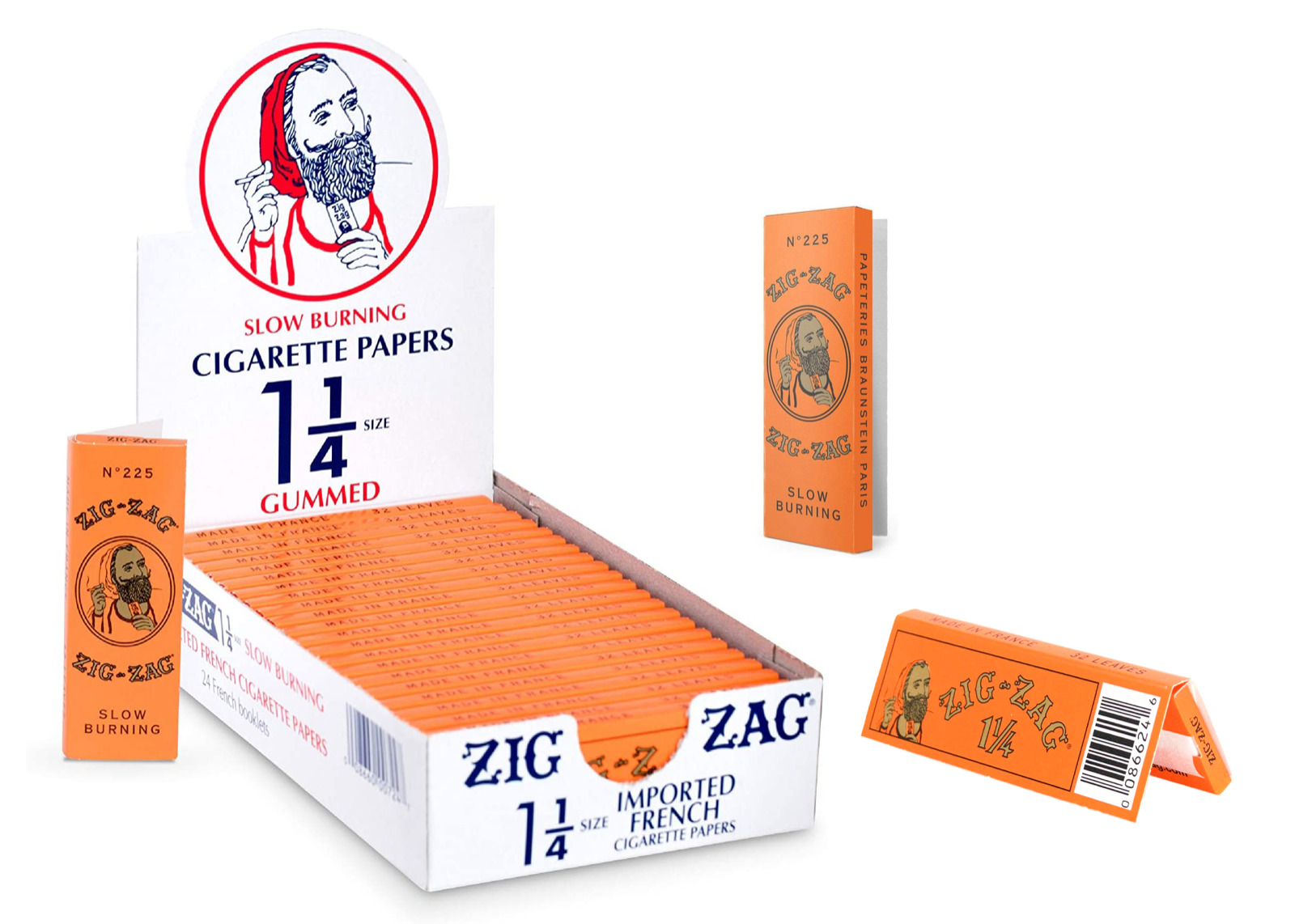 Zig-Zag Rolling Paper 11/4 French Orange -78mm-24 Booklets With 32Paper per Each