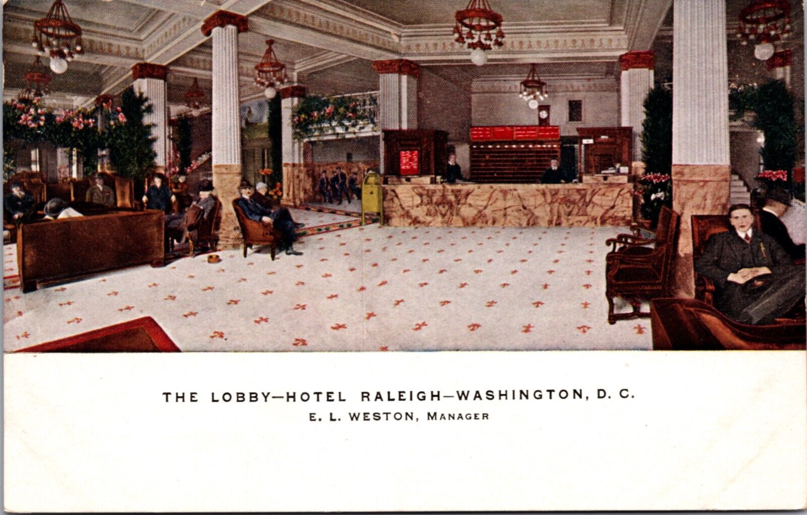 Postcard The Lobby at Hotel Raleigh in Washington, D.C.