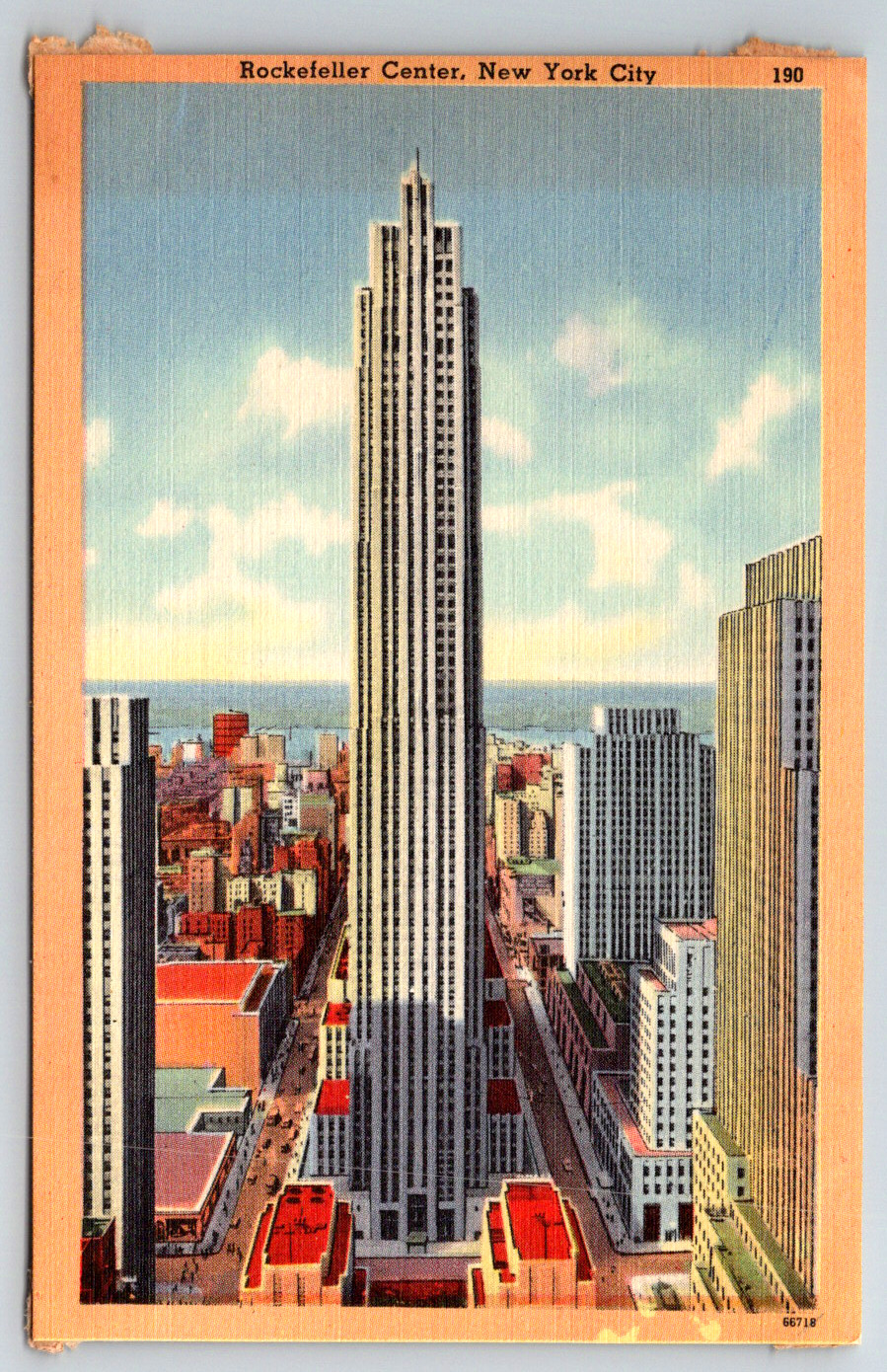 c1940s Rockefeller Center New York City Vintage Linen Postcard