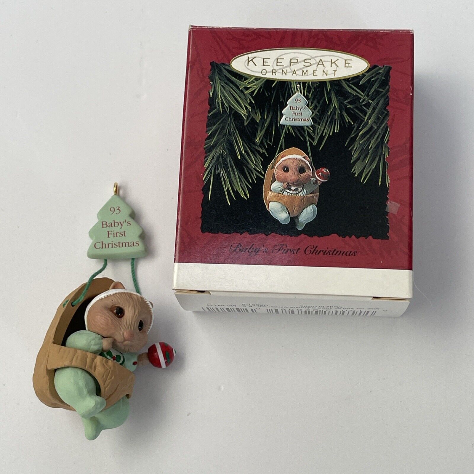 Baby\'s First Christmas Ornament Squirrel Chipmunk Hallmark 1993