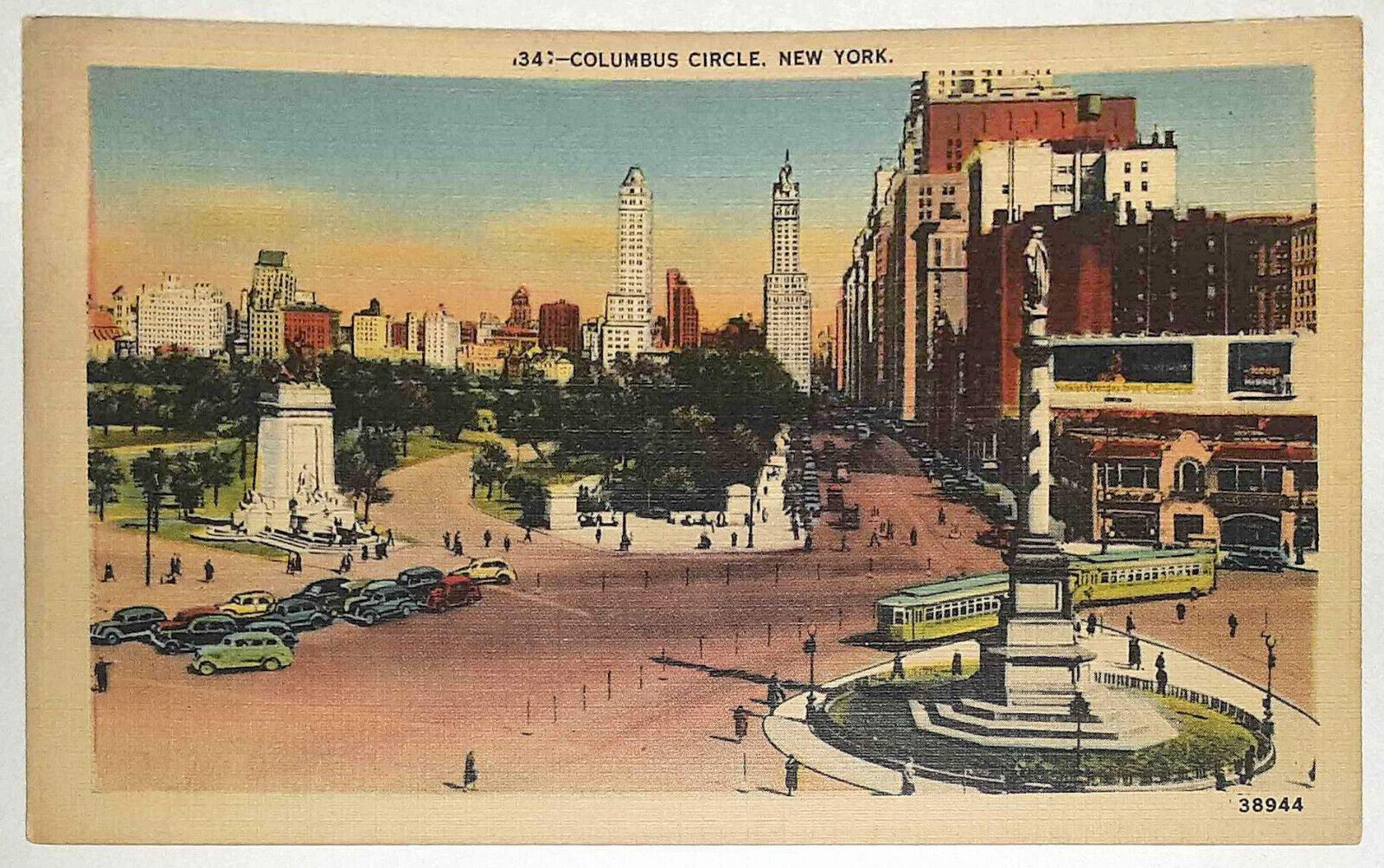 Columbus Circle, New York , Manhattan Post Card Publishing Co., Linen - Unposted