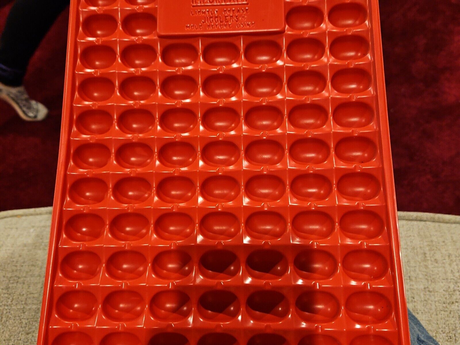 Vtg Jell O Beans Mold Tray Makes 82 JellO Beans Shots or Jigglers RED
