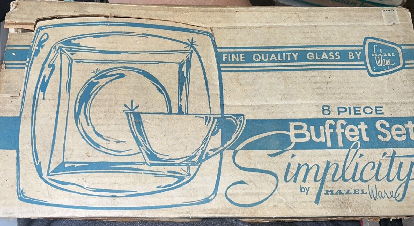 Vintage MCM 1950s-1960s HAZEL Ware Glass SET With Box “Simplicity”