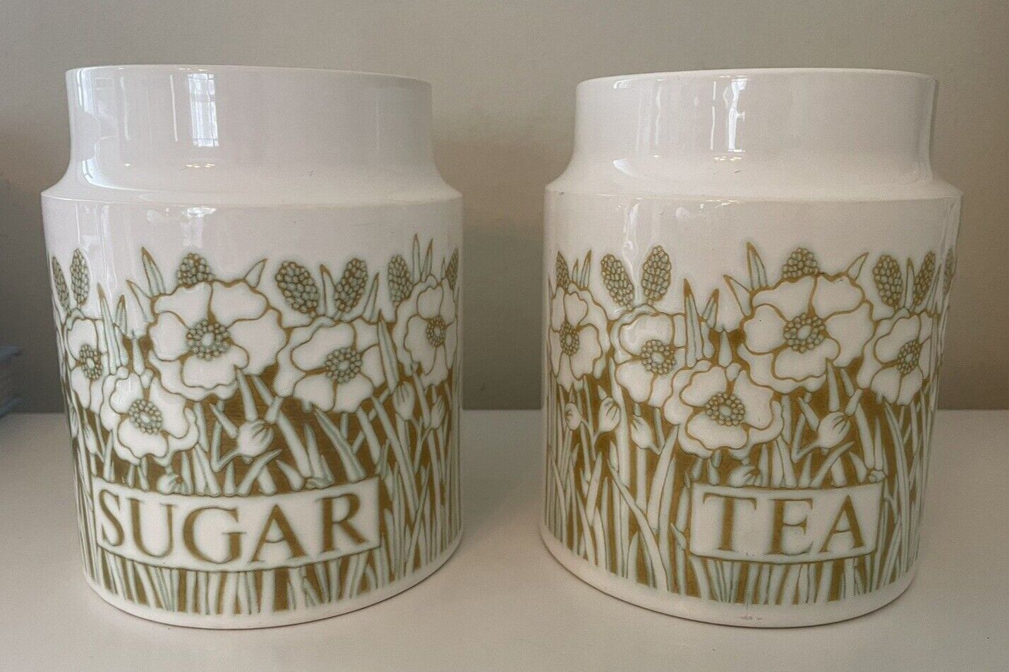 Vintage Hornsea Sugar and Tea Fleur Canister Set - England