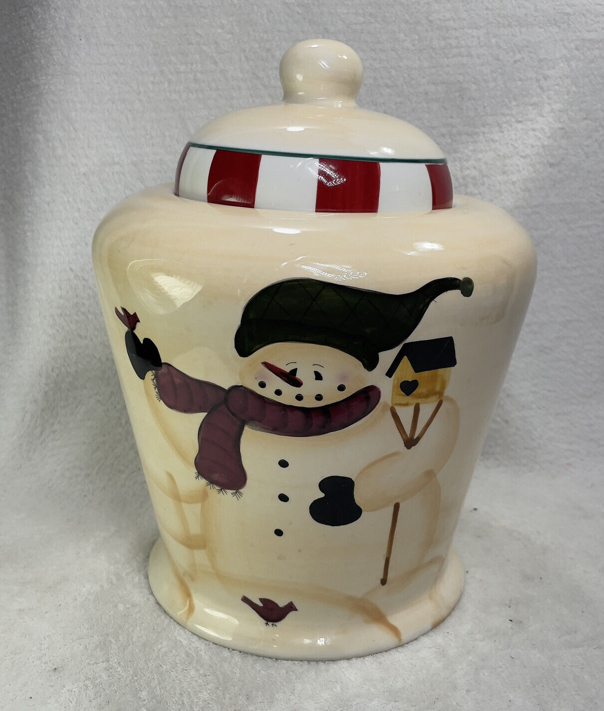 Crazy Mountain Snowman with Bird Cookie Jar