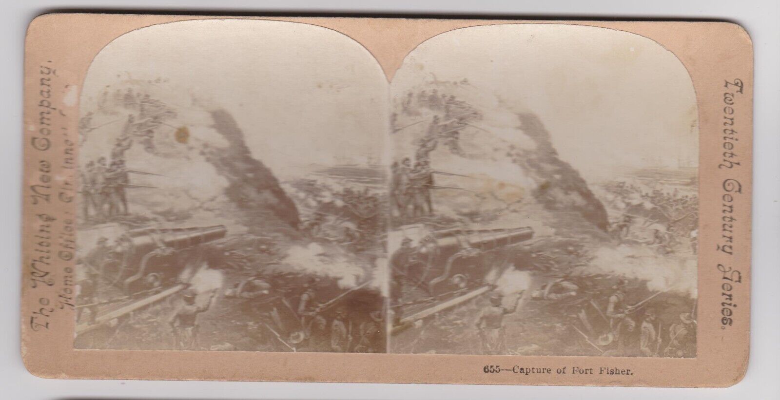Antique Stereoview of Fort Fisher North Carolina  / Civil War Cannon