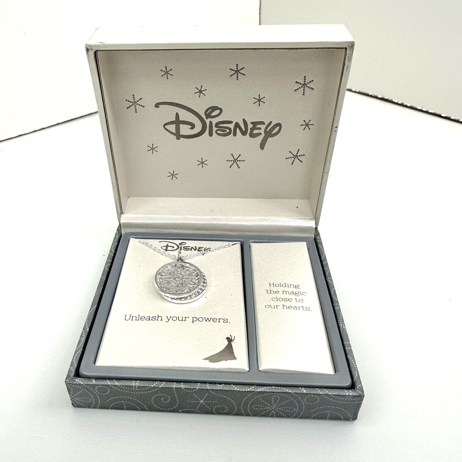 Disney Frozen Necklace Fine Silver Plated 18” Princess Unleash Your Powers Gift