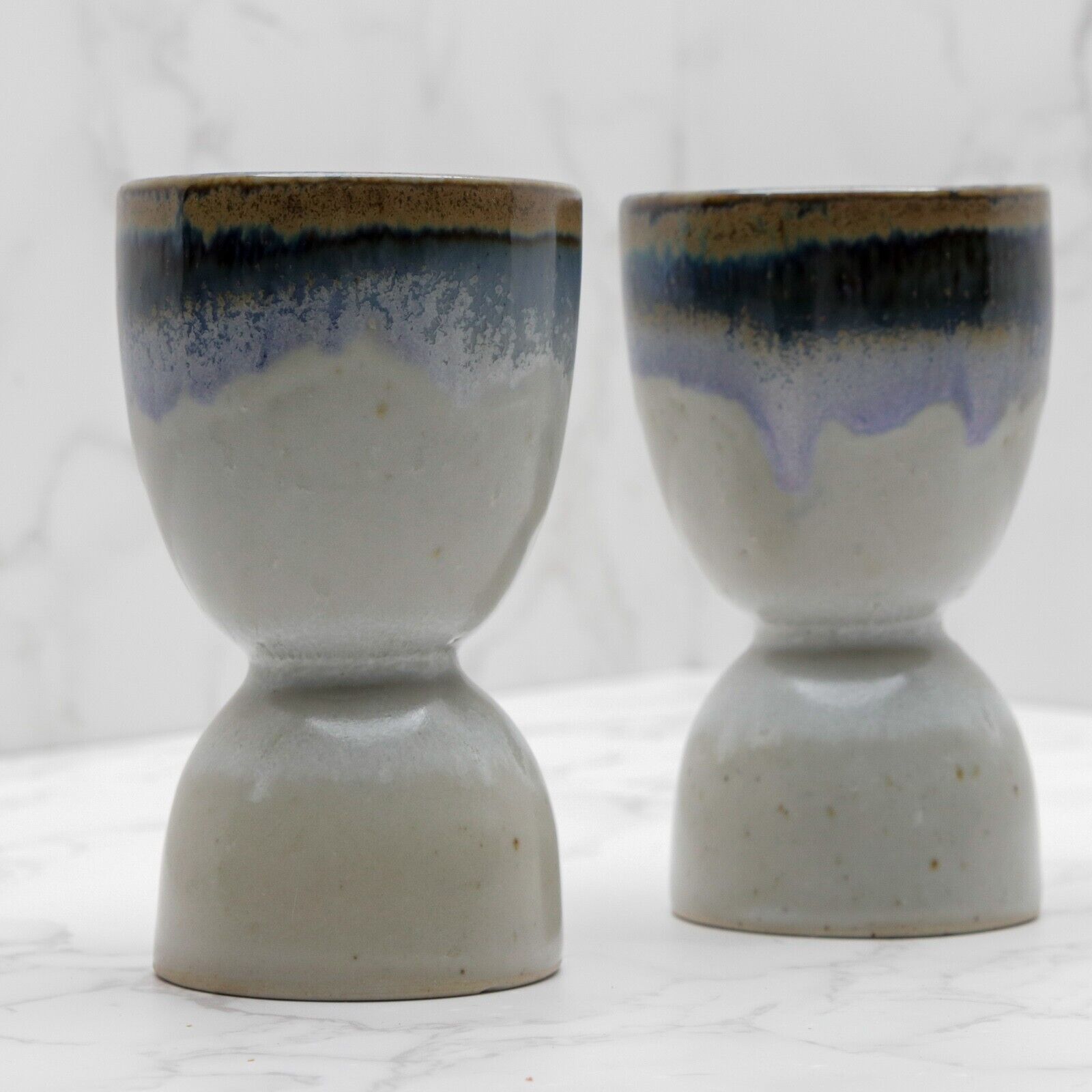 Studio Pottery Reversible Double Egg Cups - Pair