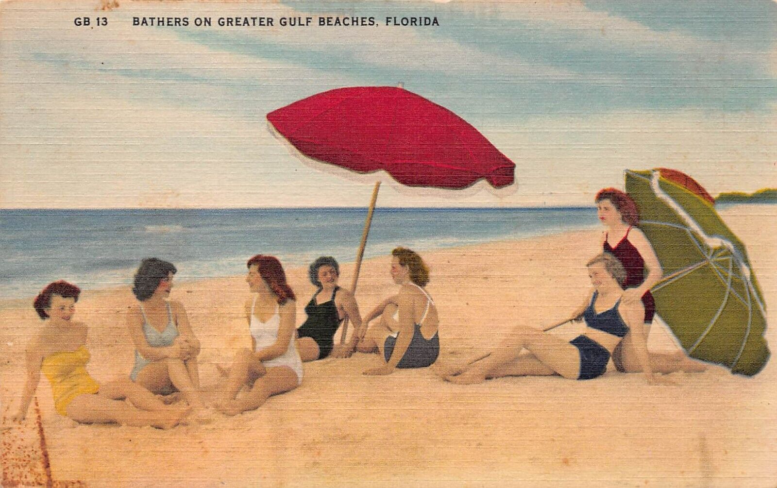 Largo FL Florida Bathing Beauty Bikini Gulf Beach Women Sexy Vtg Postcard T8