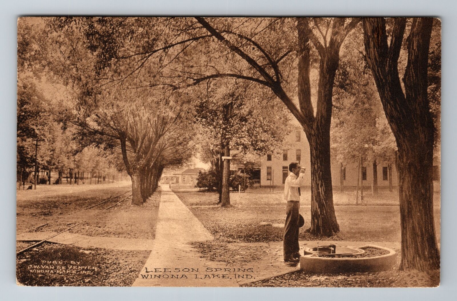 Winona Lake IN-Indiana, Lelson Spring, Antique, Vintage c1910 Souvenir Postcard